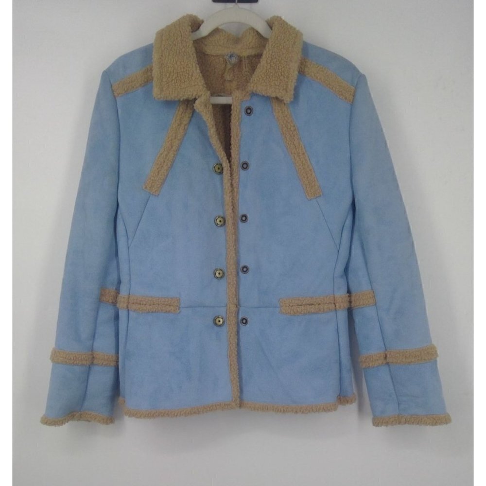 One Girl Who Blue and Tan Teddy Jacket